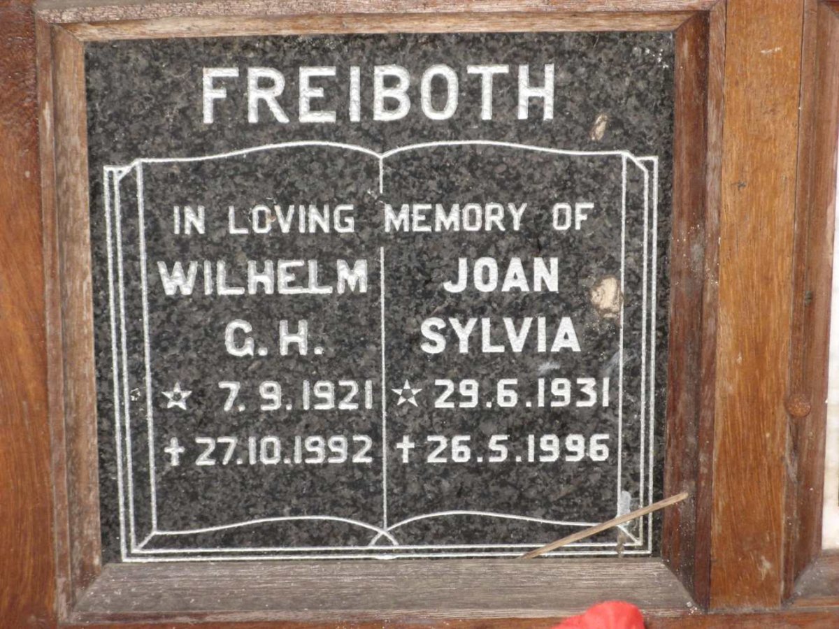 FREIBOTH Wilhelm G.H. 1921-1992 &amp; Joan Sylvia 1931-1996
