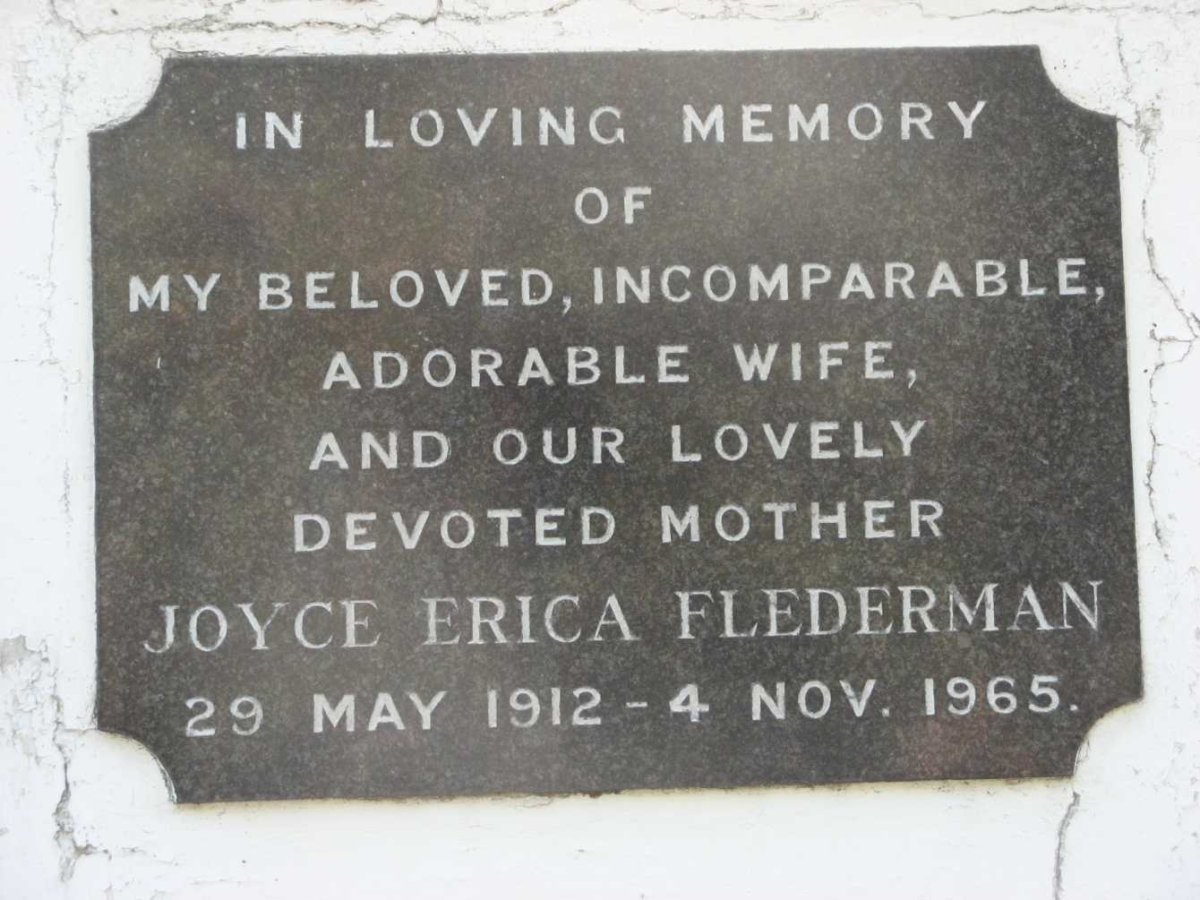 FLEDERMAN Joyce Erica 1912-1965