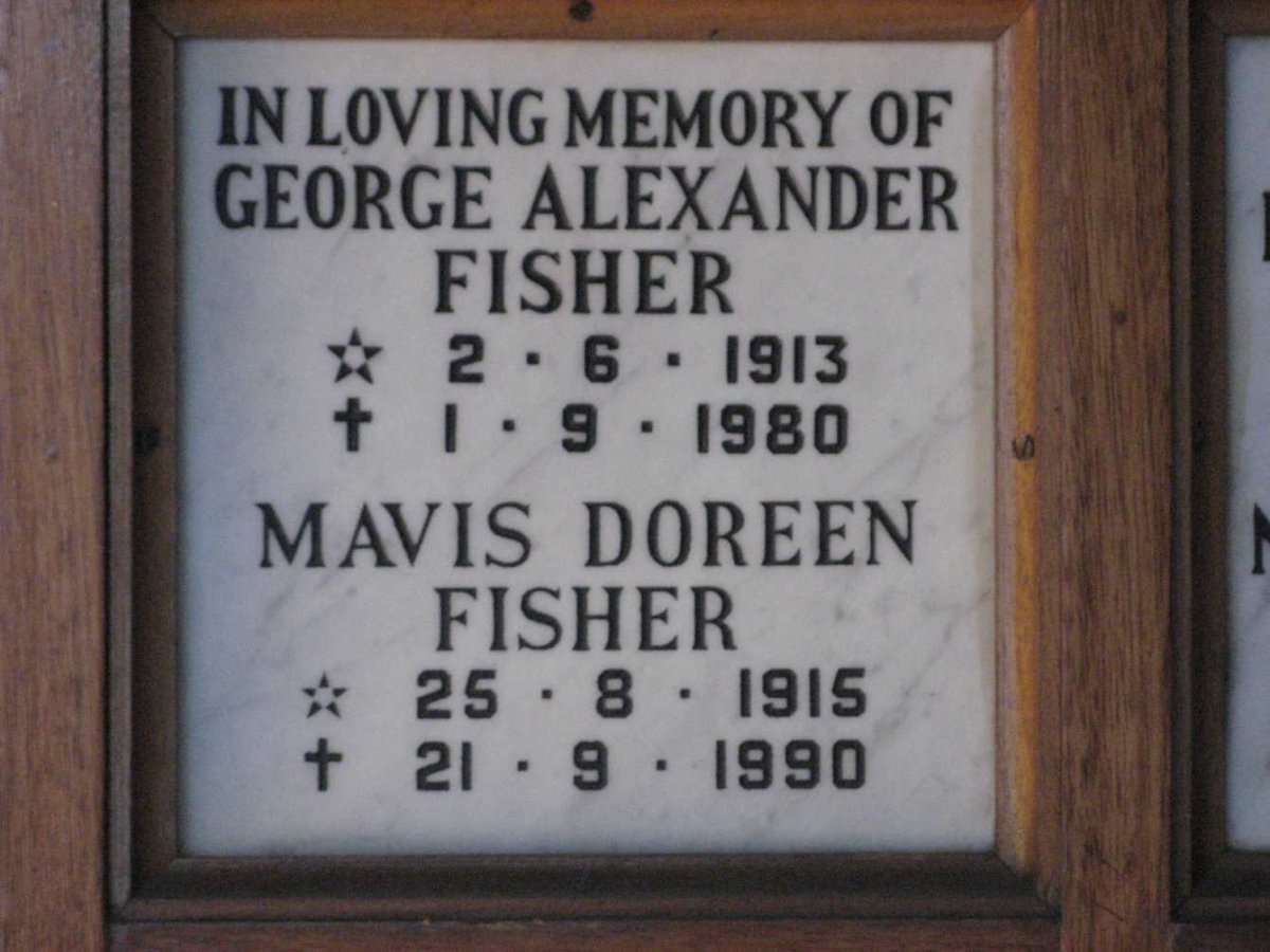 FISHER George Alexander 1913-1980 &amp; Mavis Doreen 1915-1990