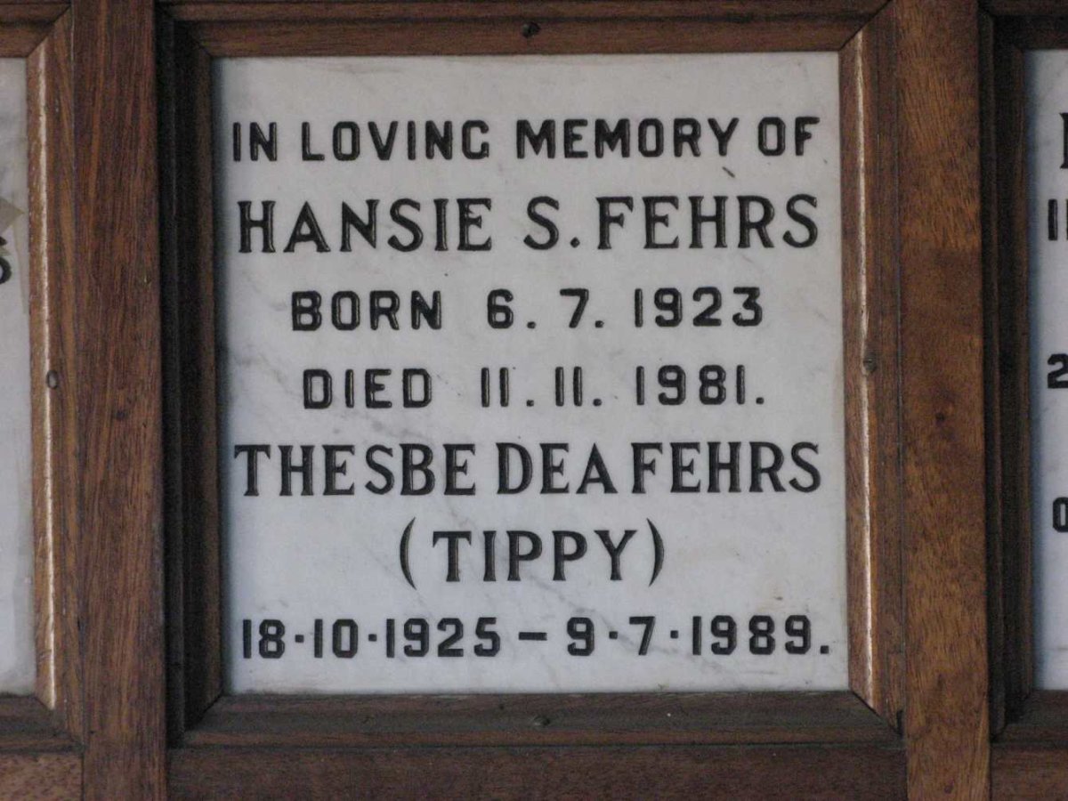 FEHRS Hansie S. 1923-1981 &amp; Thesbe Dea 1925-1989