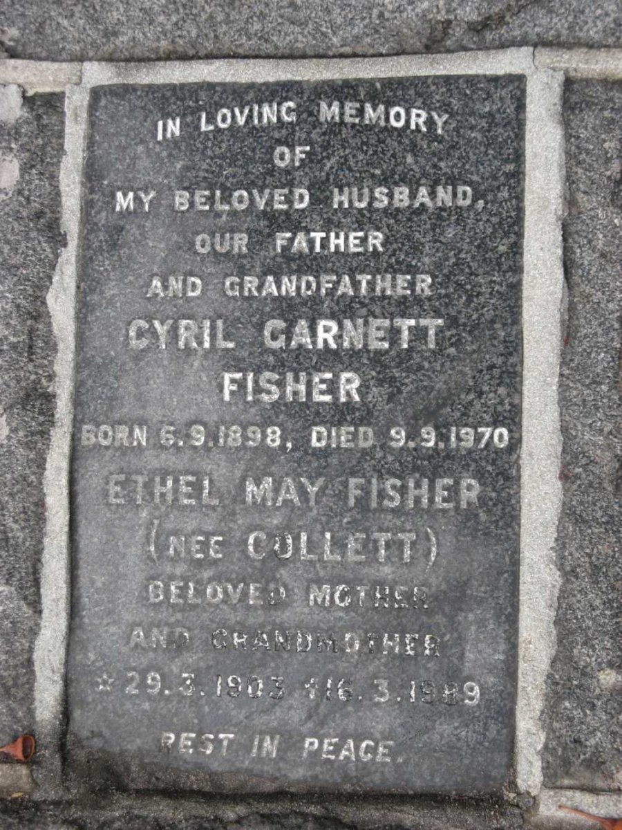 FISHER Cyril Garnett 1898-1970 &amp; Ethel May COLLETT 1903-1989