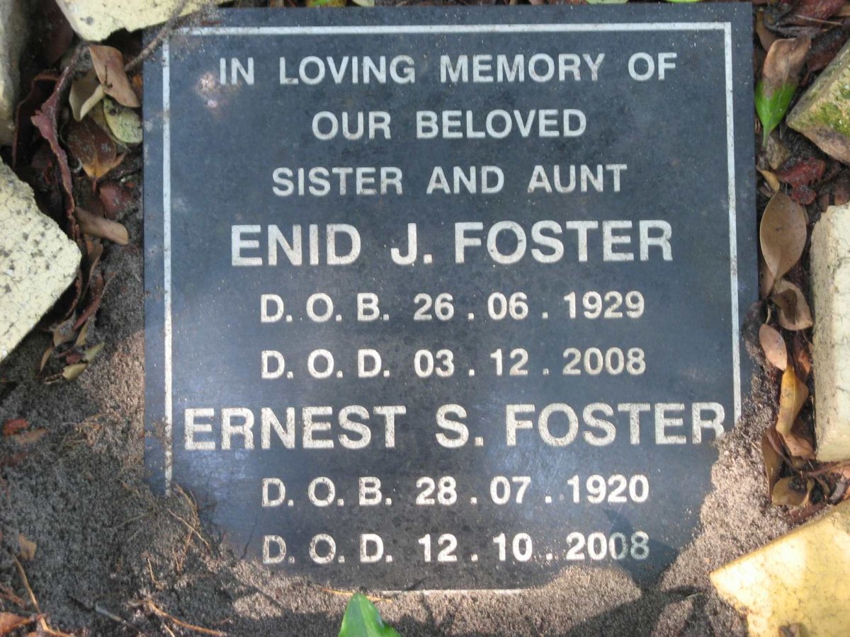 FOSTER Ernest S. 1920-2008 &amp; Enid J. 1929-2008