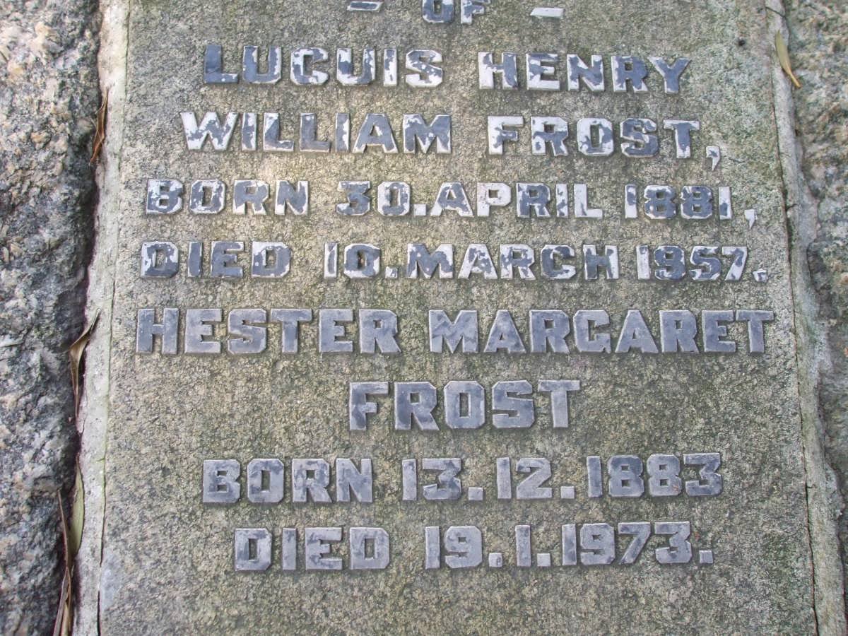 FROST Hester Margaret 1883-1973