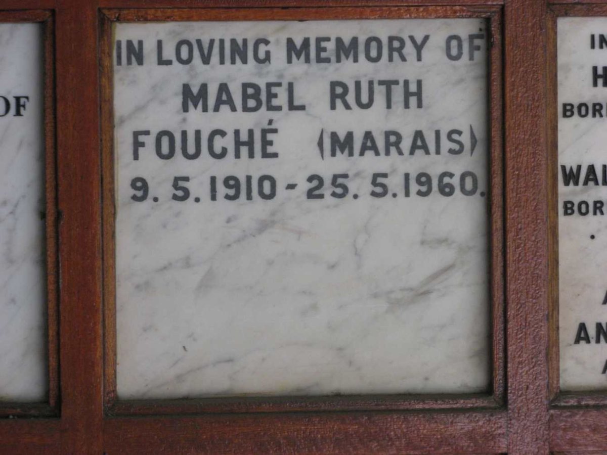 FOUCHE Mabel Ruth nee MARAIS 1910-1960
