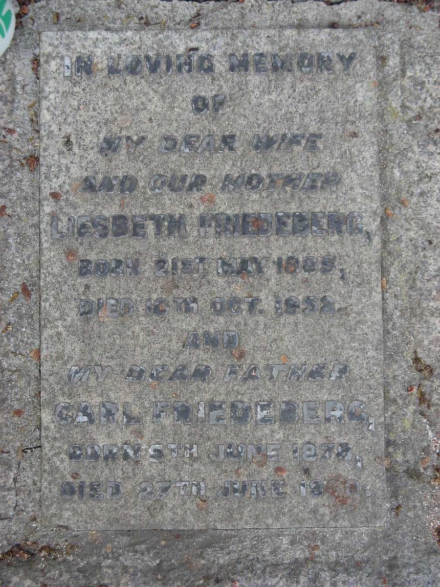 FRIEDEBERG Carl 1878-1960 &amp; Liesbeth 1885-1952