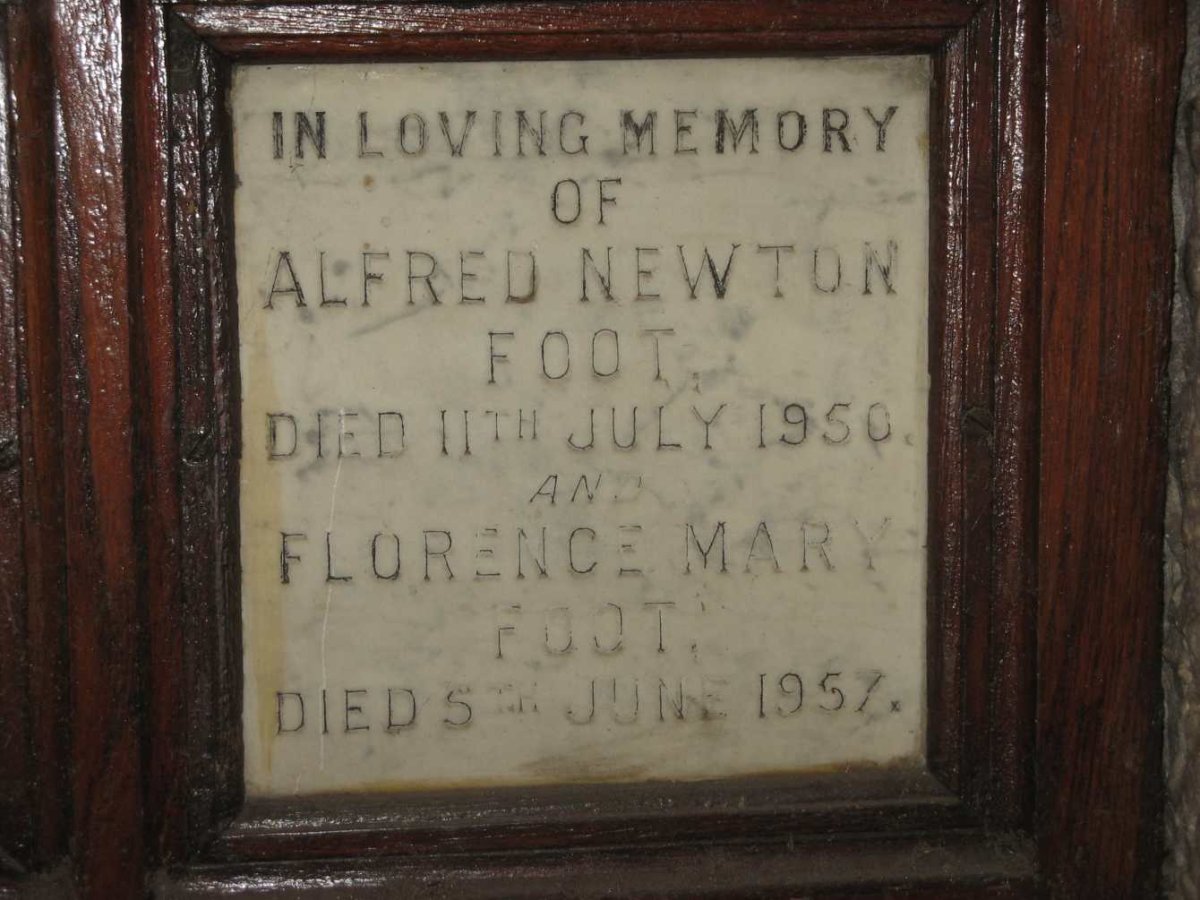 FOOT Alfred Newton -1950 &amp; Florence Mary -1957