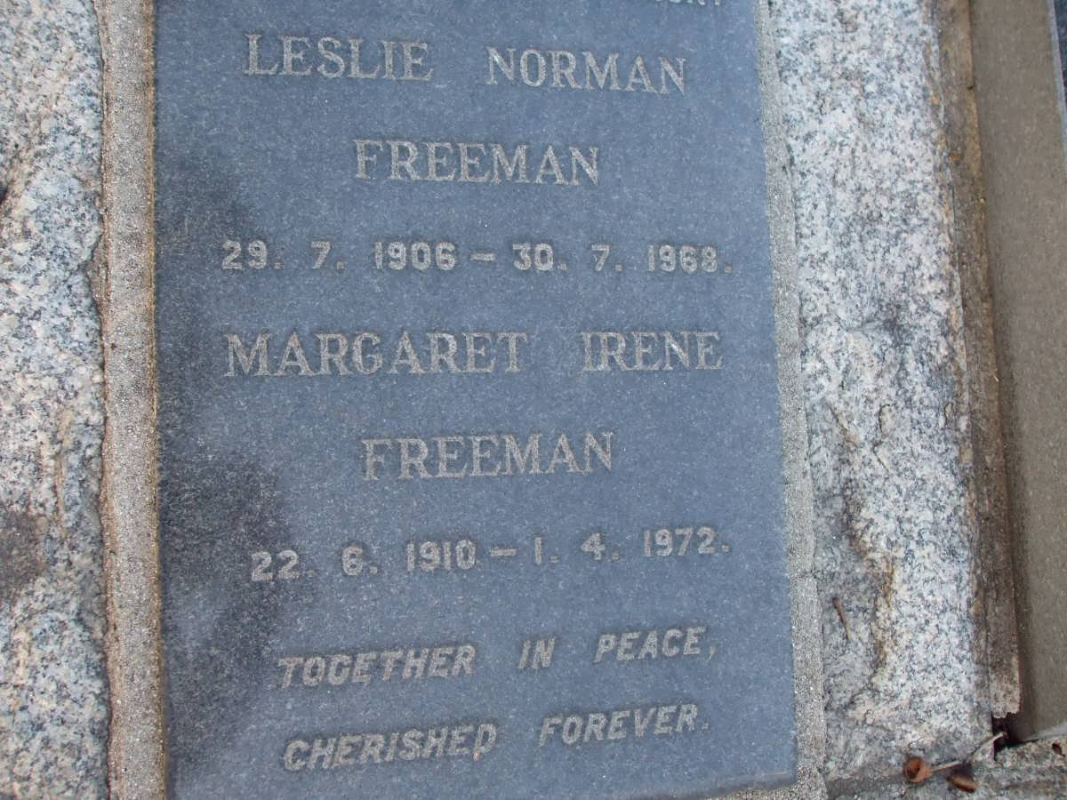 FREEMAN Leslie Norman 1906-1968 &amp; Margaret Irene 1910-1972