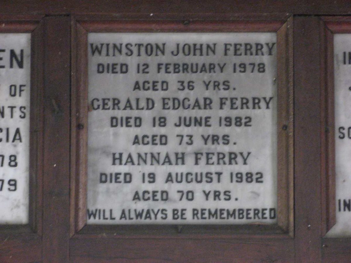 FERRY Gerald Edgar -1982 &amp; Hanna -1982 :: FERRY Winston John -1978