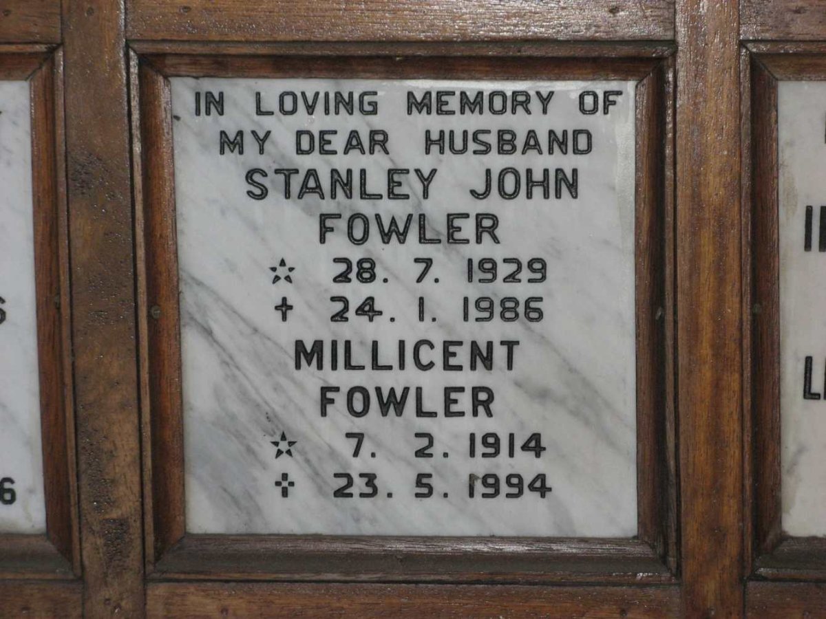 FOWLER Millicent 1914-1994 :: FOWLER Stanley John 1929-1986