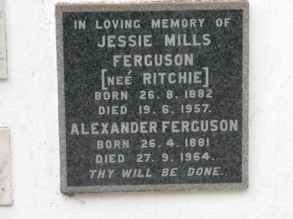 FURGUSON Alexander 1881-1964 &amp; Jessie Mills RITCHIE 1882-1957