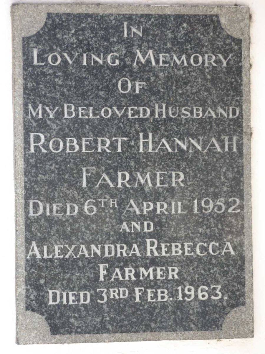 FARMER Robert Hannah -1952 &amp; Alexandra Rebecca -1963