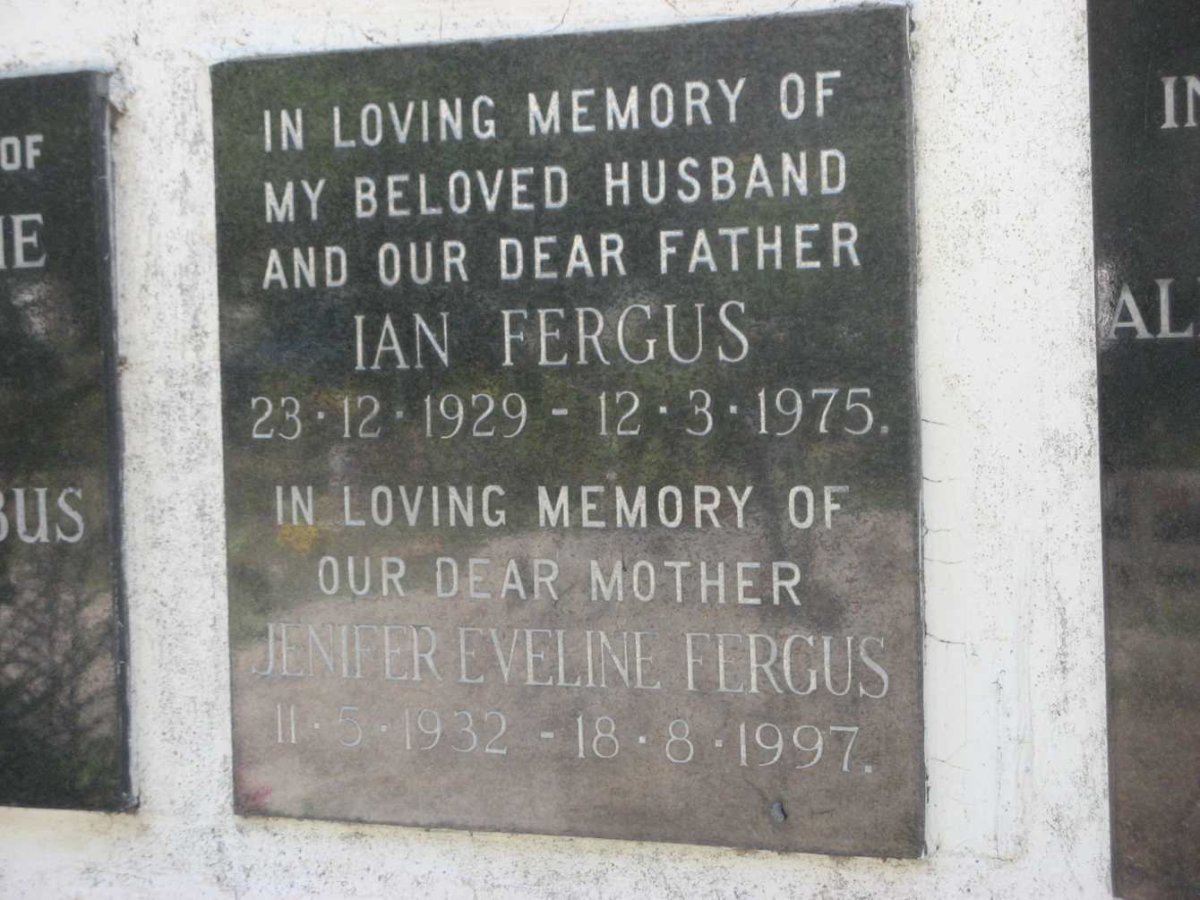 FERGUS Ian 1929-1975 &amp; Jenifer Eveline 1932-1997