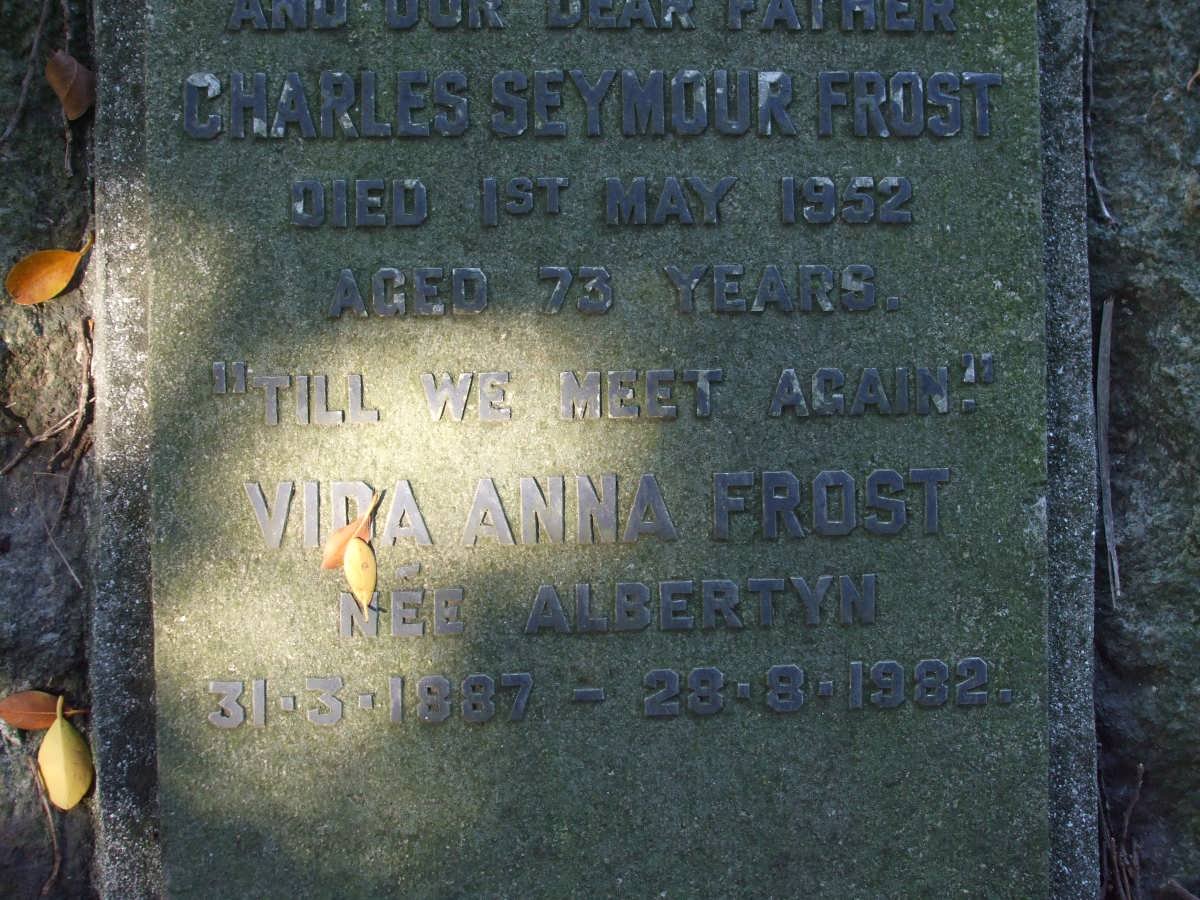 FROST Charles Seymour -1952 &amp; Vida Anna ALBERTYN 1887-1982