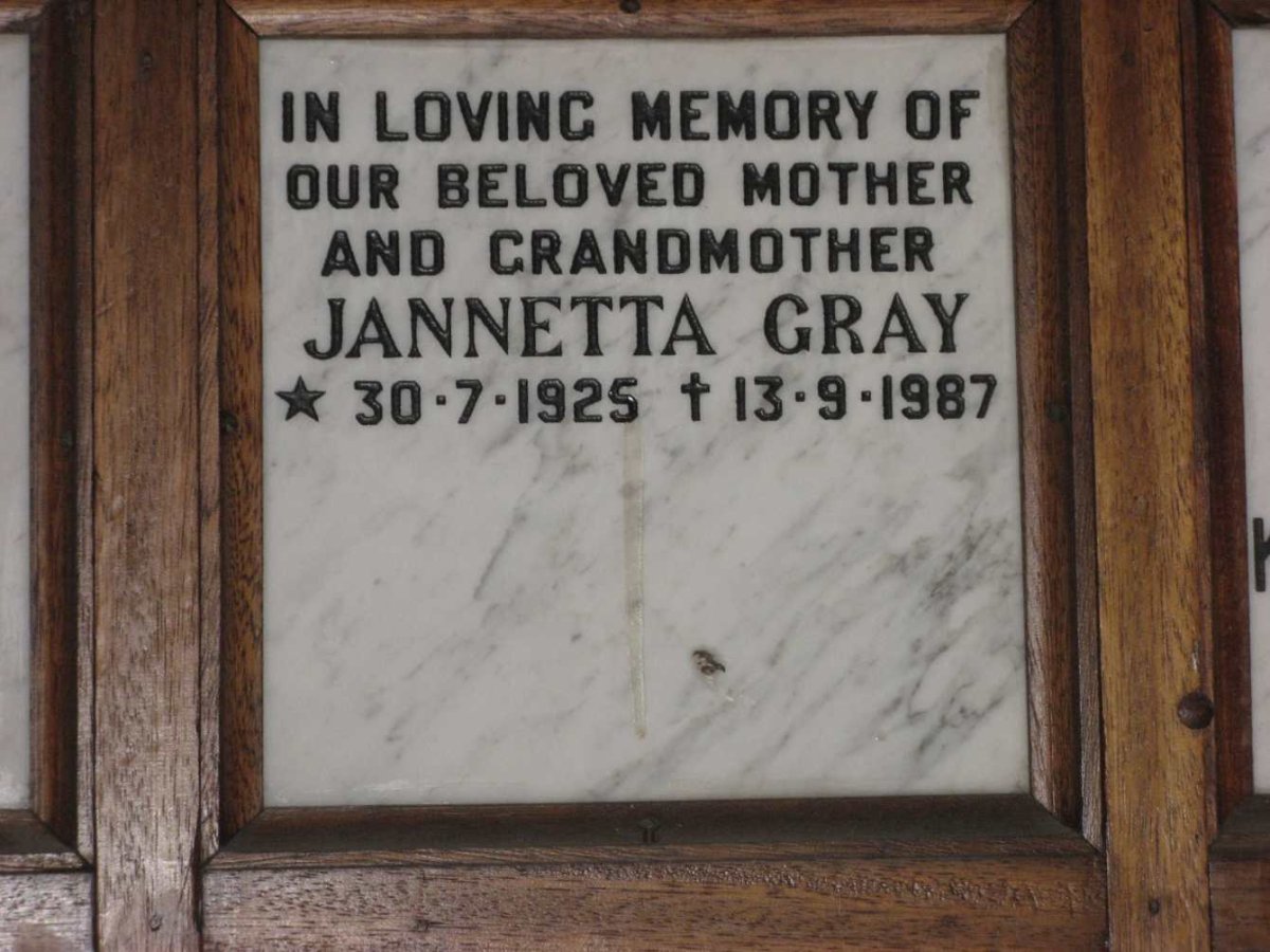 GRAY Jannetta 1925-1987