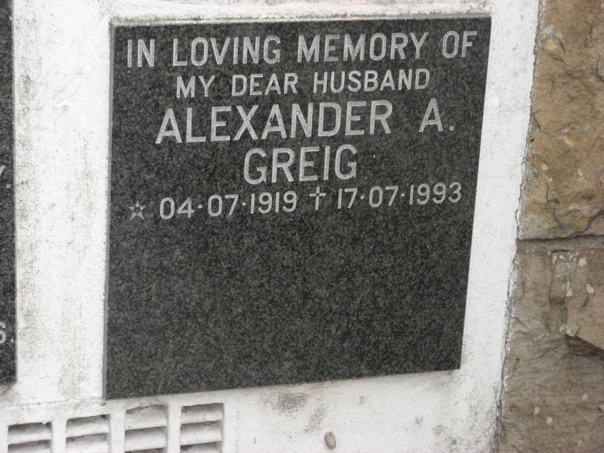 GREIG Alexander A. 1919-1993