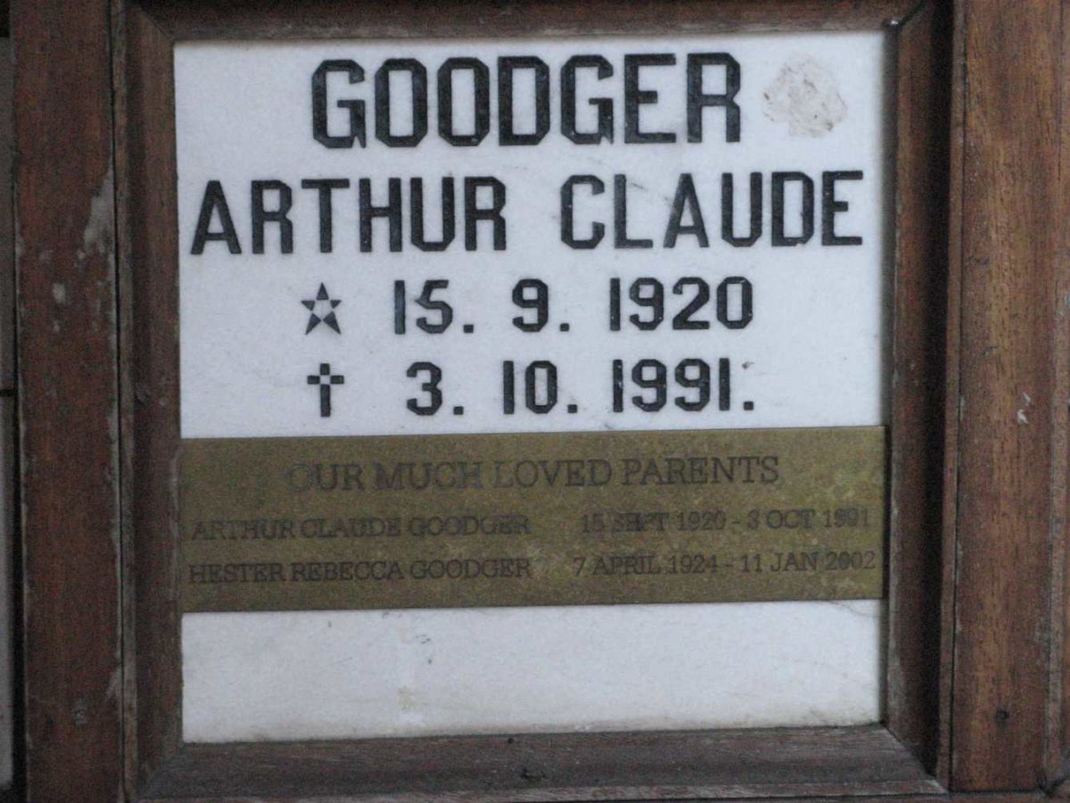 GOODGER Arthur Claude 1920-1991 &amp; Hester Rebecca 1924-2002