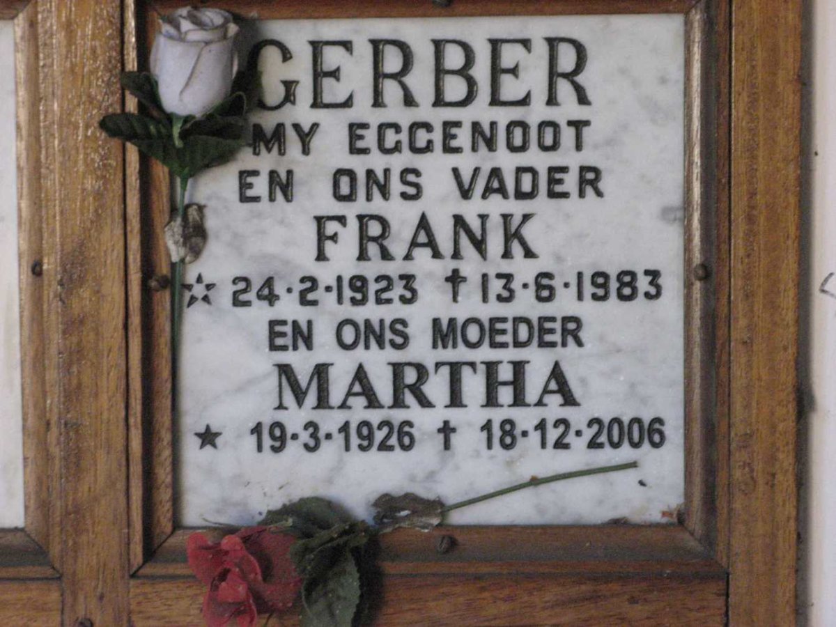 GERBER Frank 1923-1983 &amp; Martha 1926-2006