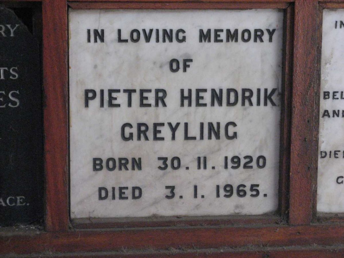 GREYLING Pieter Hendrik 1920-1965