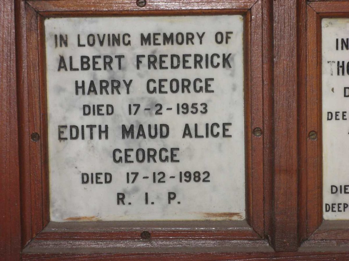 GEORGE Albert Frederick Harry -1953 &amp; Edith Maud Alice -1982