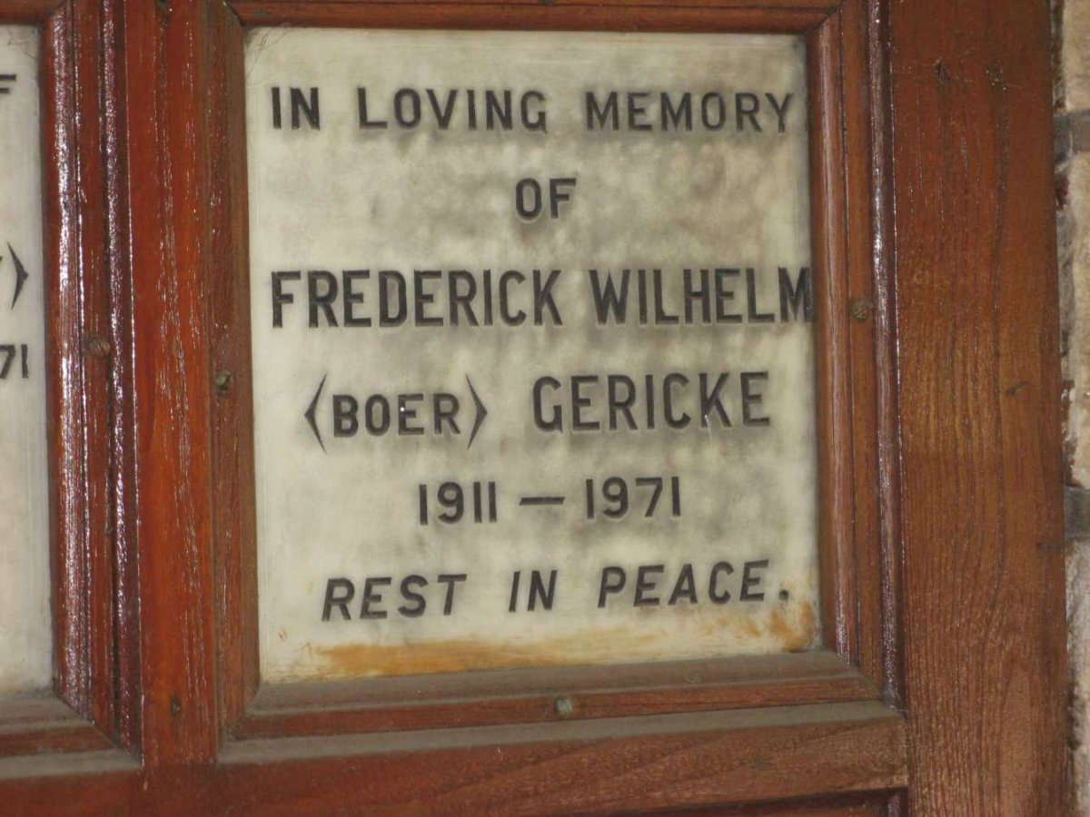 GERICKE Frederick Wilhelm 1911-1971