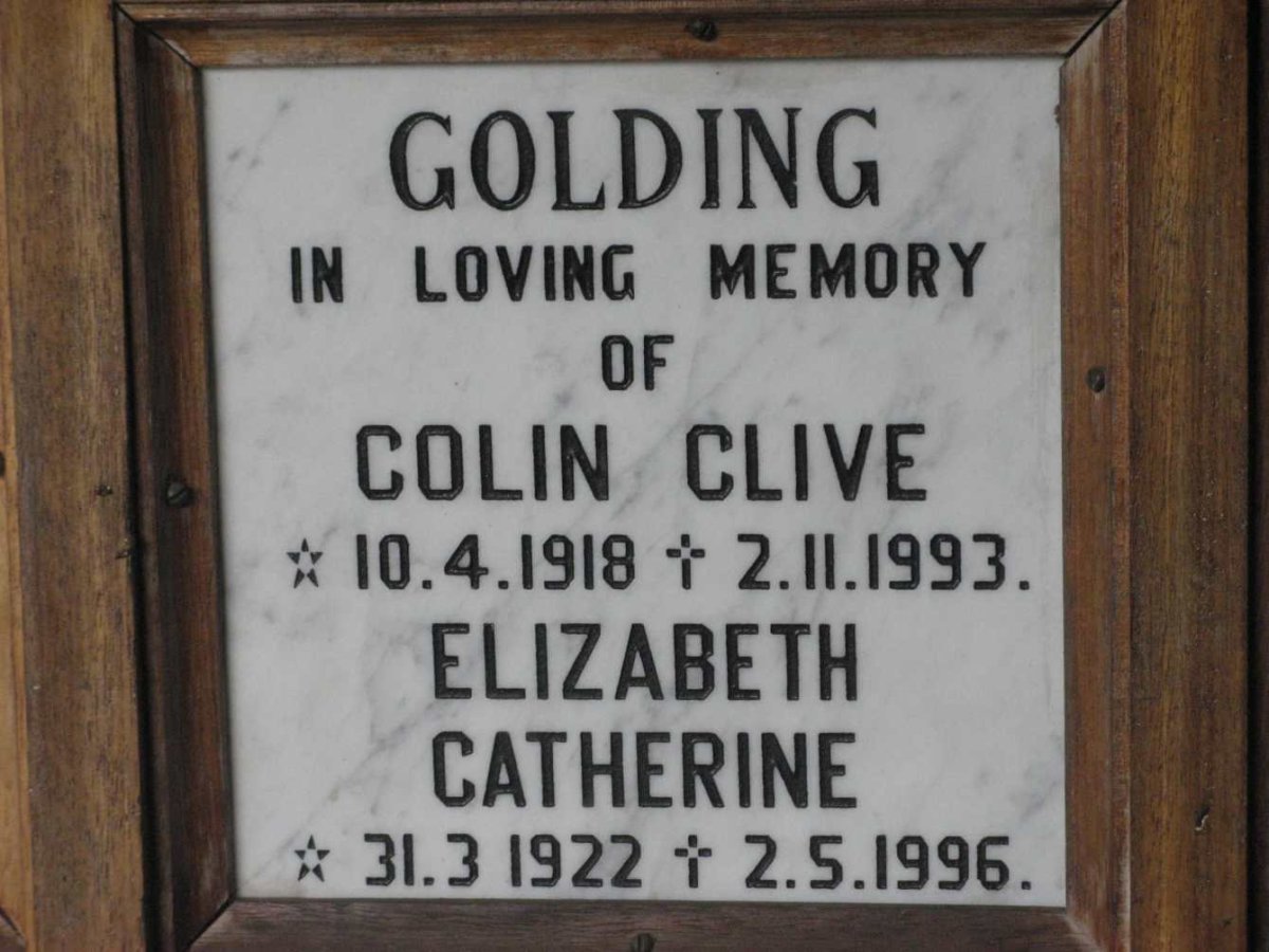 GOLDING Colin Clive 1918-1993 &amp; Elizabeth Catherine 1922-1996
