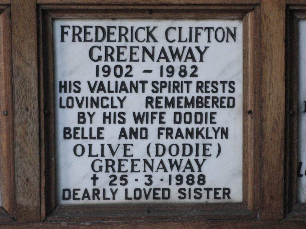 GREENAWAY Frederick Clifton 1902-1982 &amp; Olive -1988