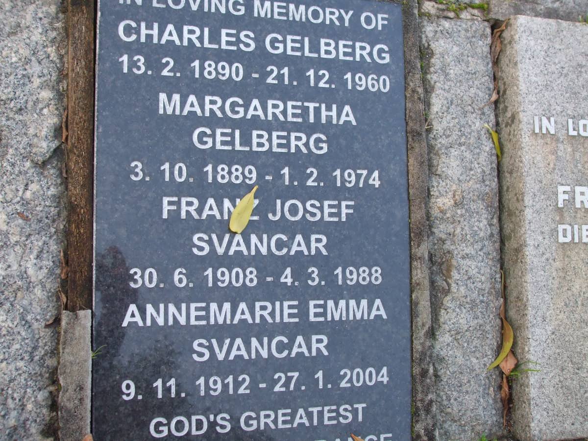 GELBERG Charles 1890-1960  &amp; Margaretha 1889-1974 :: SVANCAR Franz Josef 1908-1988 &amp; Annemarie Emma 1912-2004