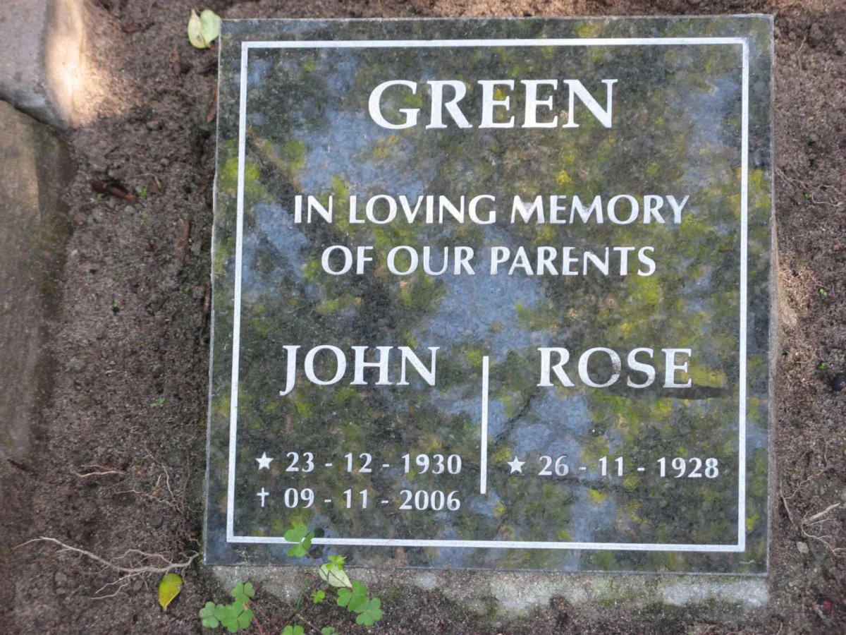 GREEN John 1930-2006 &amp; Rose 1928-