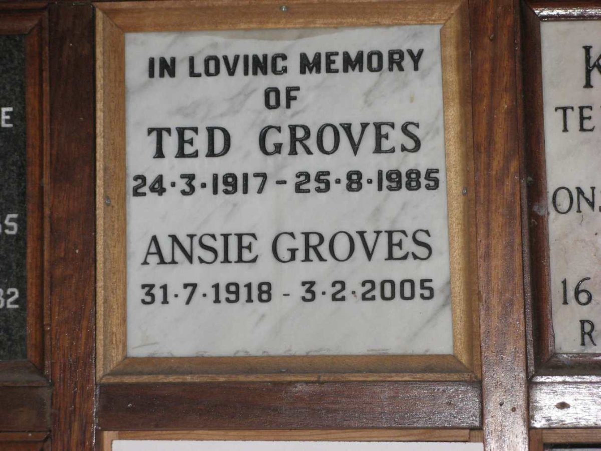 GROVES Ted 1917-1985 &amp; Ansie 1918-2005