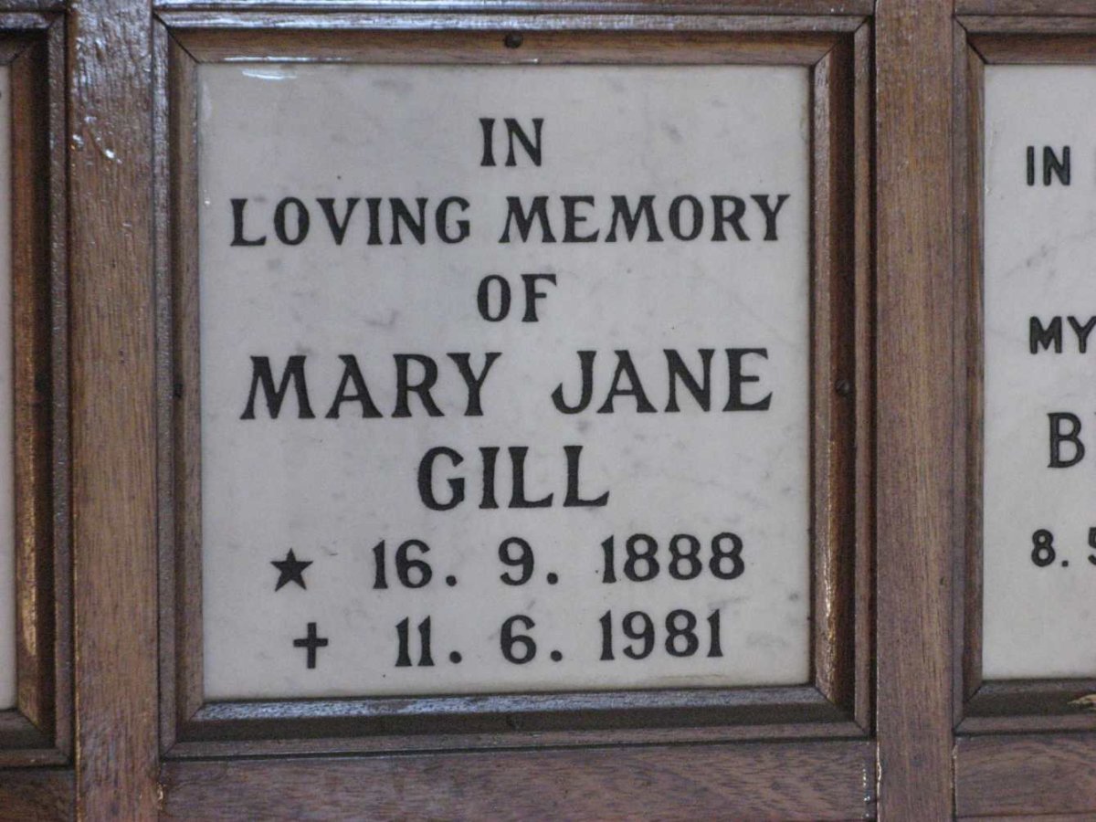 GILL Mary Jane 1888-1981