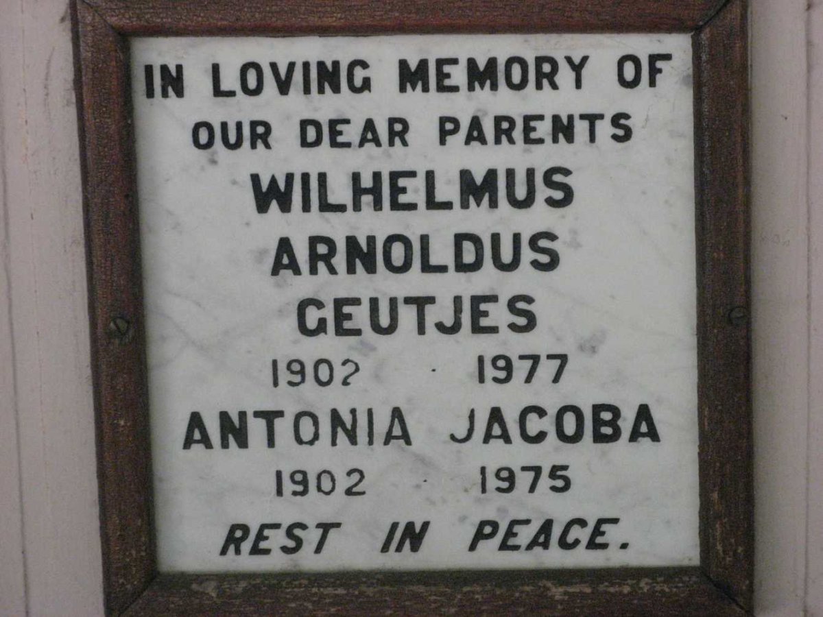 GEUTJES Wilhelmus Arnoldus 1902-1977 &amp; Antonia Jacoba 1902-1975