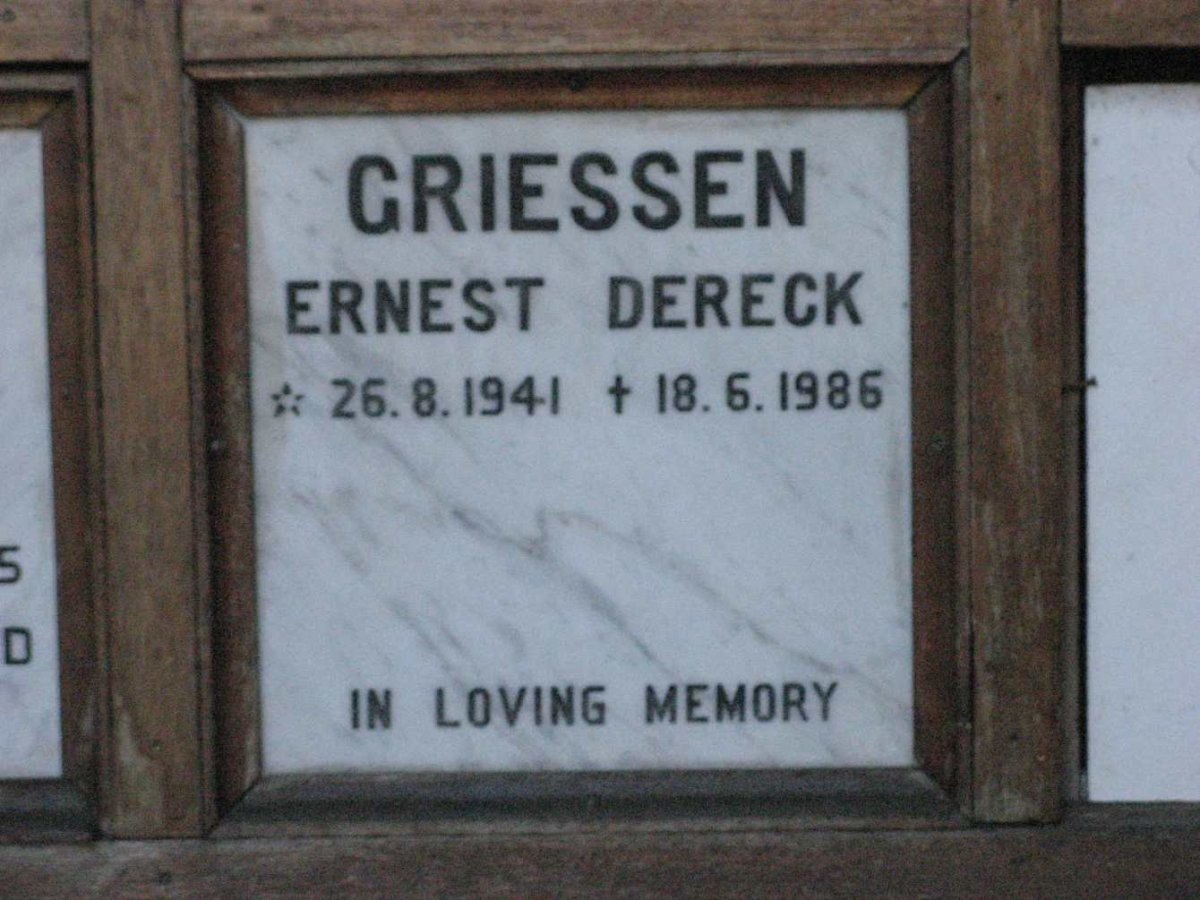 GRIESSEN Ernest Dereck 1941-1986