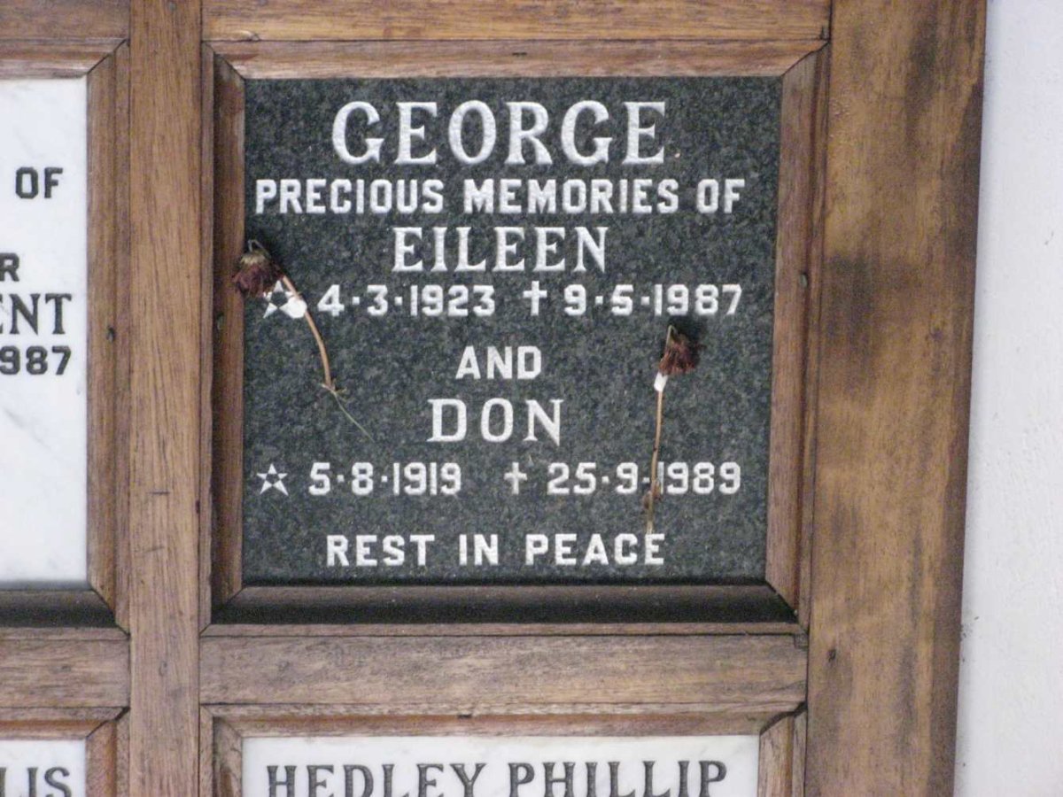 GEORGE Don 1919-1989 &amp; Eileen 1923-1987