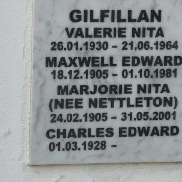 GILFILLAN Maxwell Edward 1905-1981 :: GILFILLAN Marjorie Nita nee NETTLETON 1905-2001