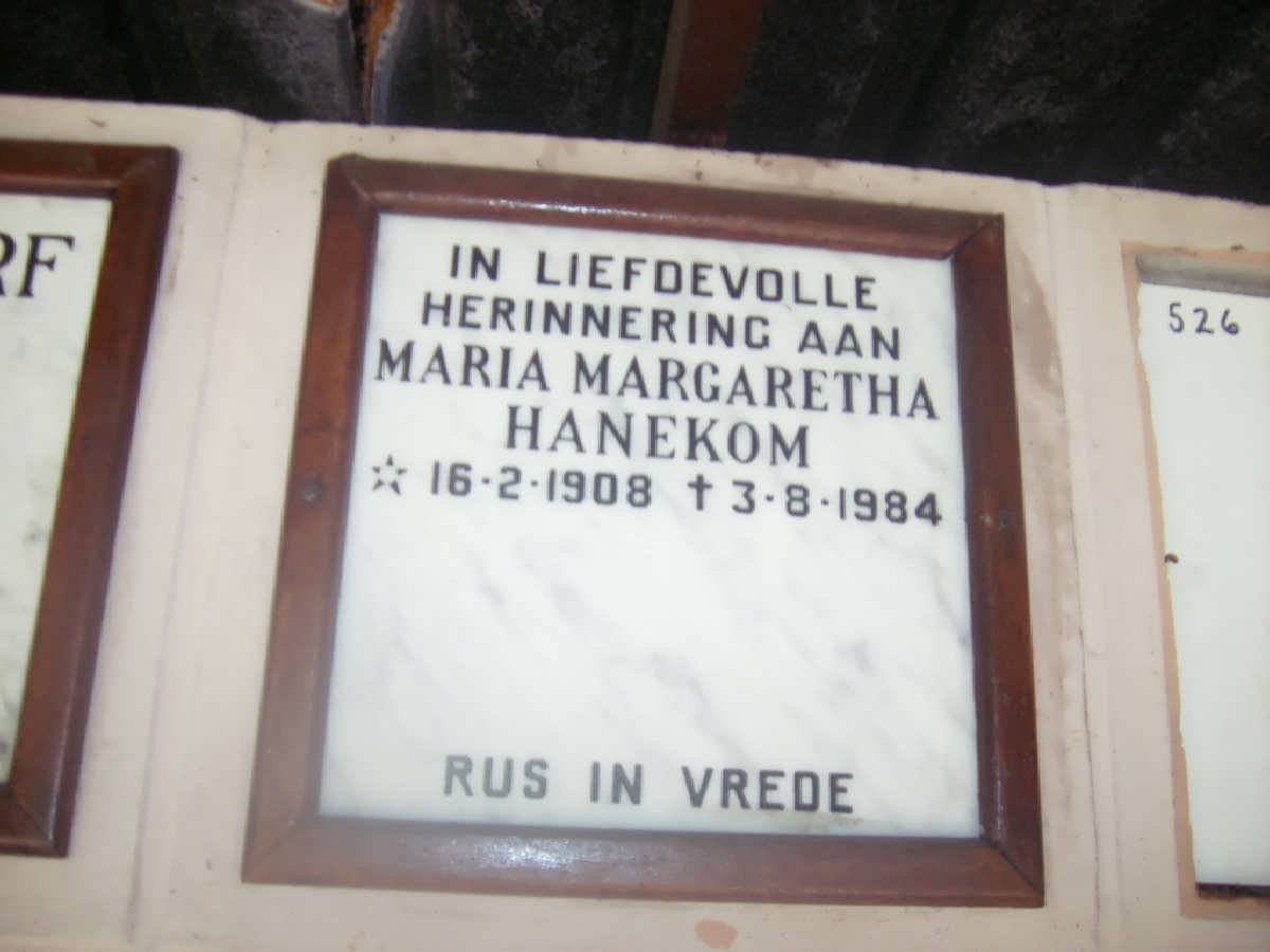 HANEKOM Maria Margaretha 1908-1984