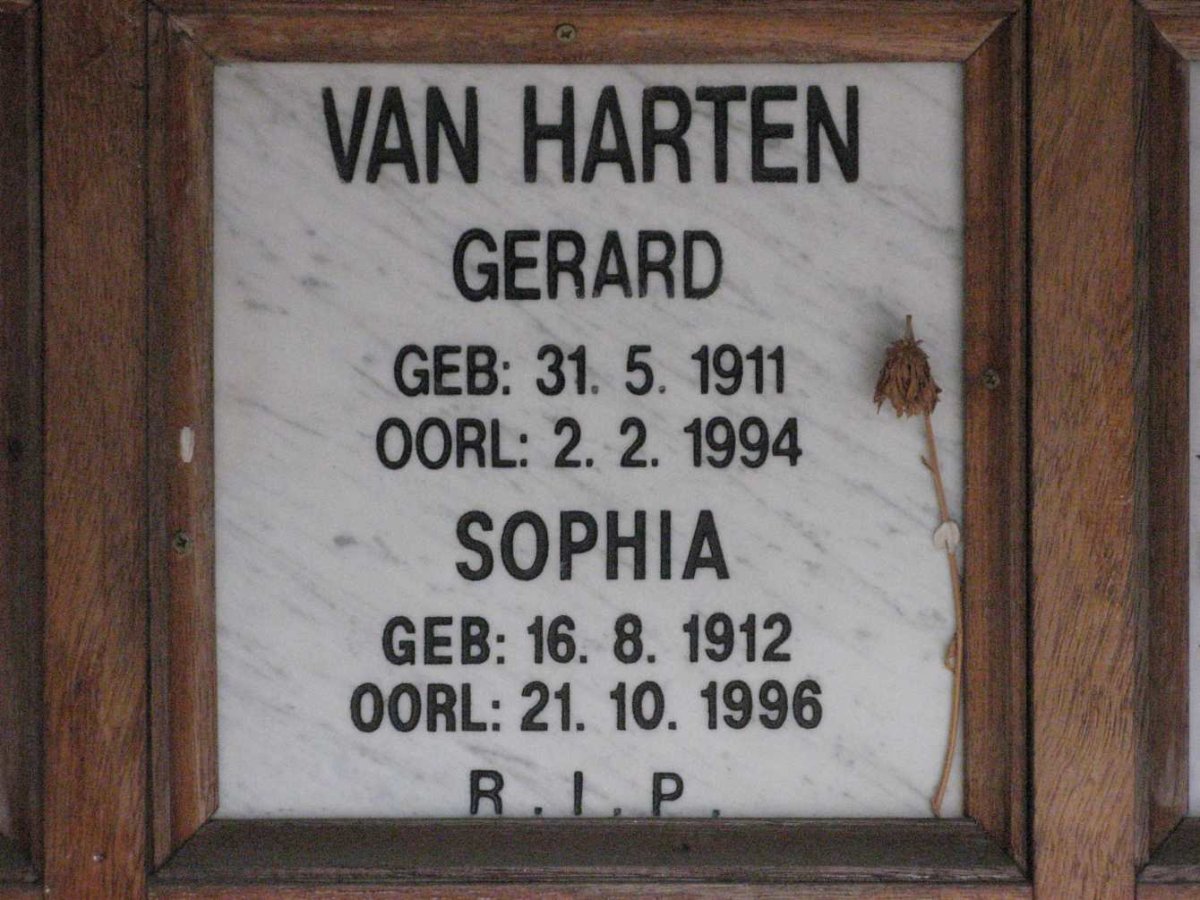 HARTEN Gerard, van 1911-1994 &amp; Sophia 1912-1996
