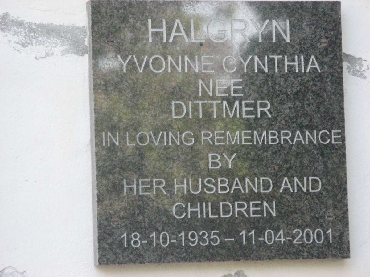 HALGRYN Yvonne Cynthia nee DITTMER 1935-2001