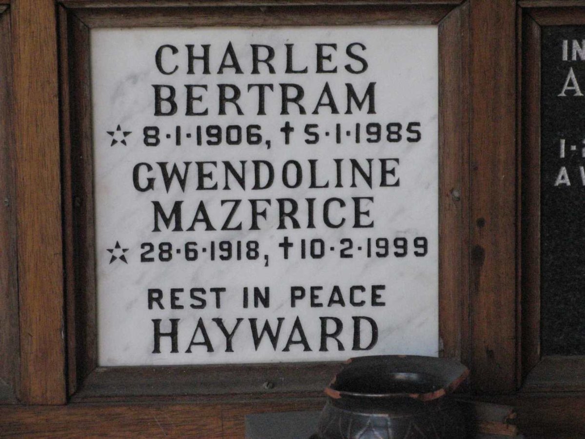 HAYWARD Charles Bertram 1906-1985 &amp; Gwendoline Mazfrice 1918-1999