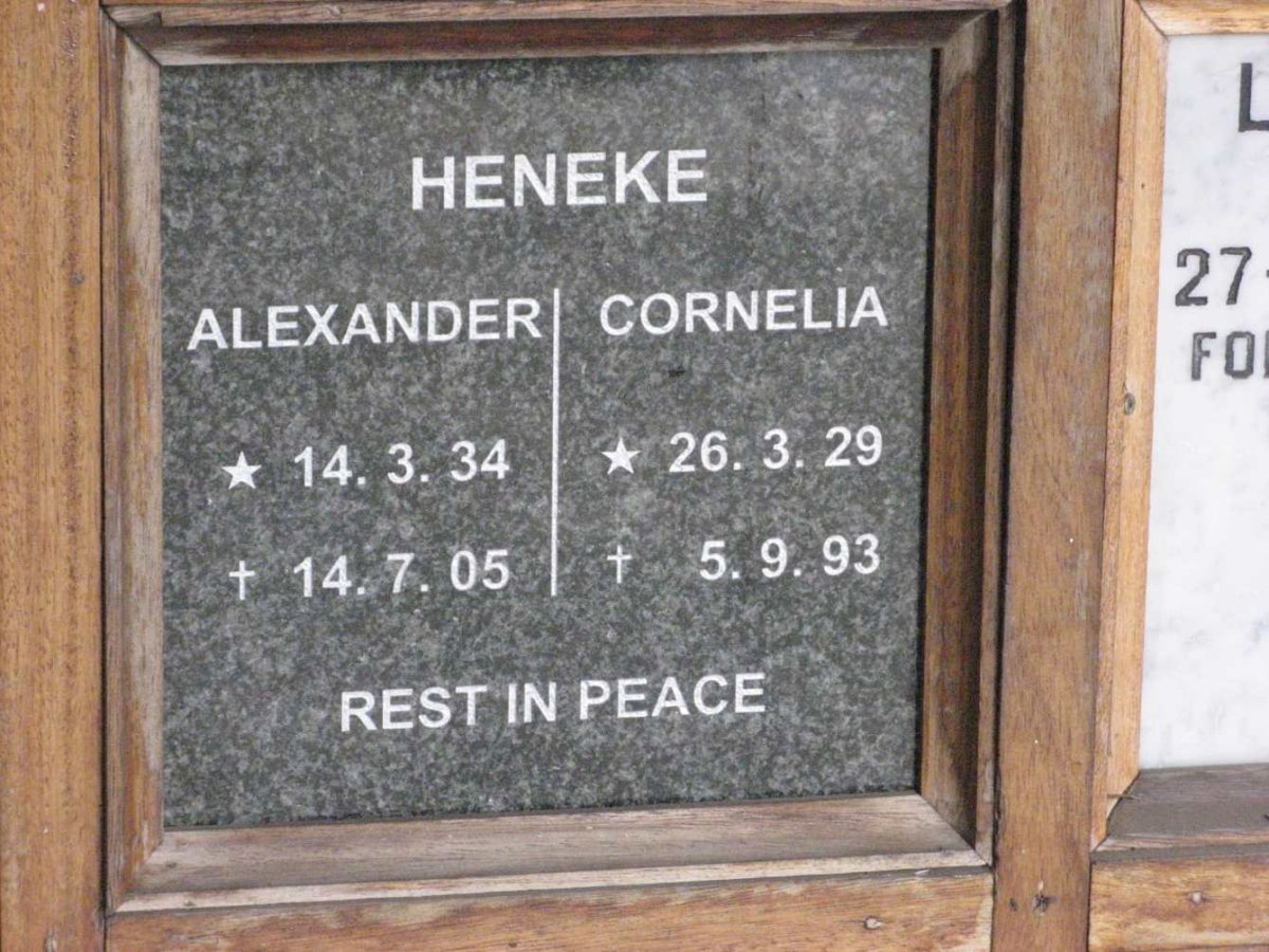 HENEKE Alexander 1934-2005 &amp; Cornelia 1929-1993