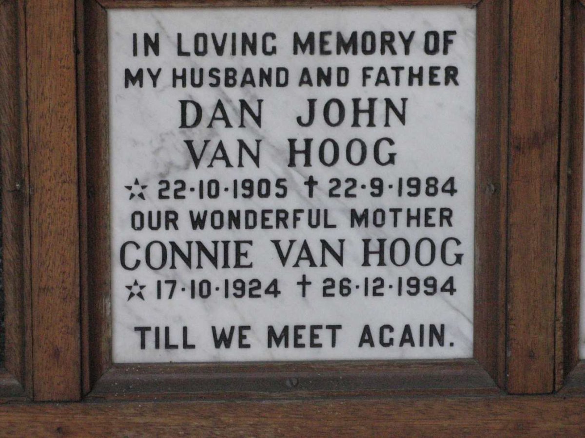 HOOG Dan John, van 1905-1984 &amp; Connie 1924-1994