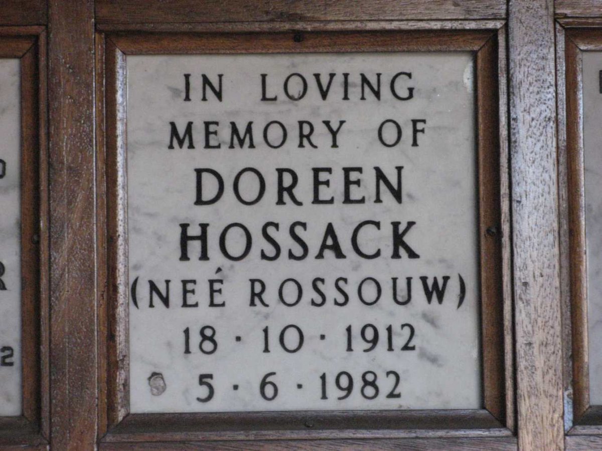 HOSSACK Doreen nee ROSSOUW 1912-1982