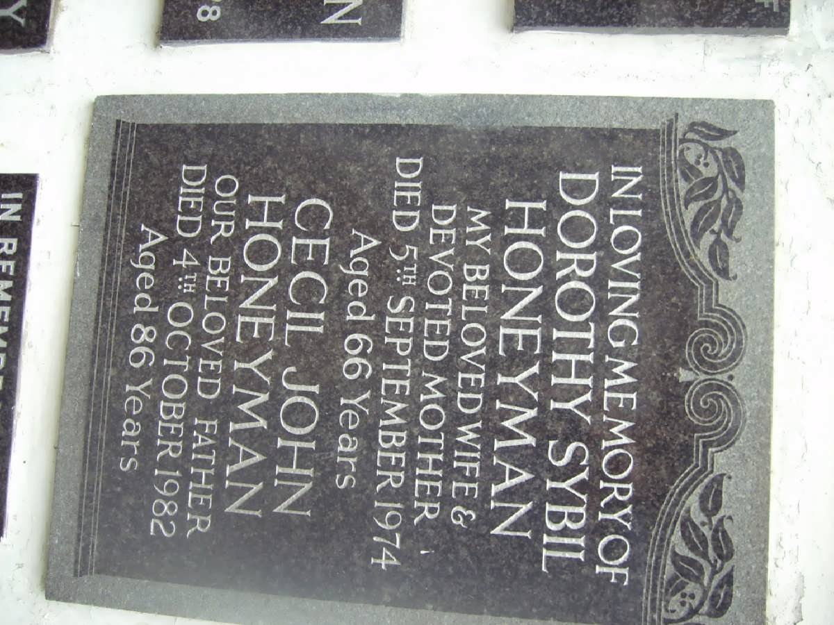 HONEYMAN Cecil John -1982 &amp; Dorothy Sybil -1974