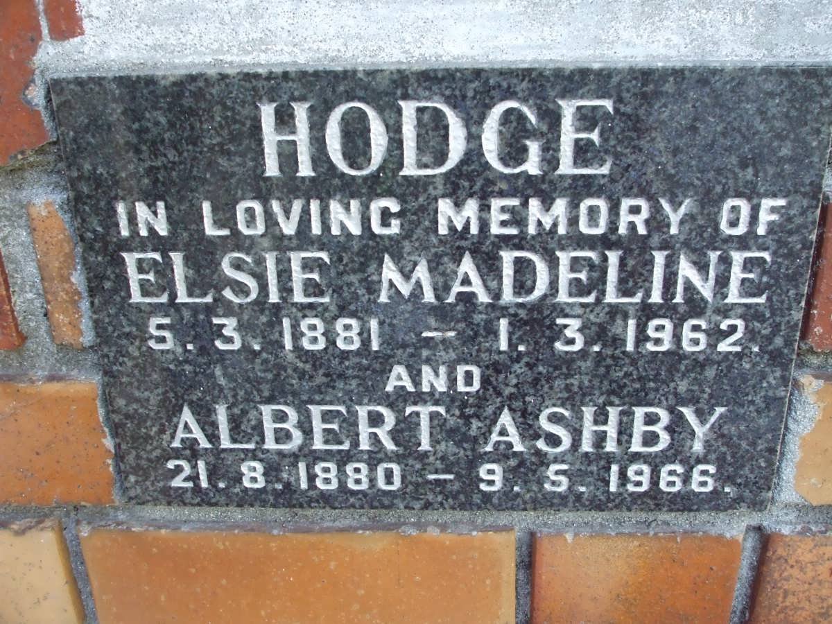 HODGE Albert Ashby 1880-1966 &amp; Elsie Madeline 1881-1962