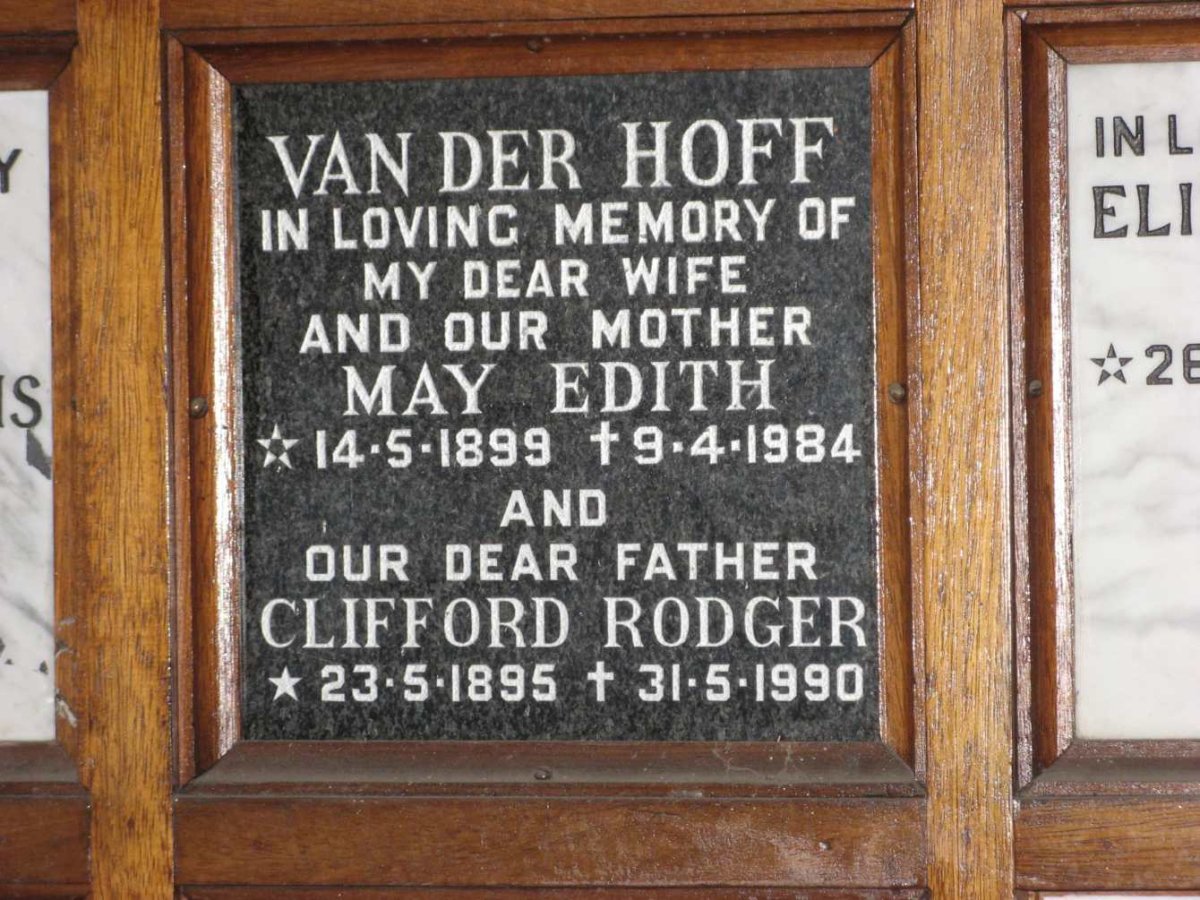 HOFF Clifford Rodger, van der 1895-1990 &amp; May Edith 1899-1984