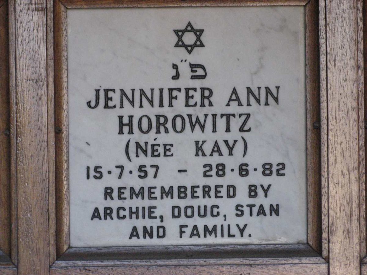 HOROWITZ Jennifer Ann nee KAY 1957-1982
