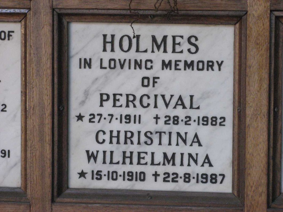 HOLMES Percival 1911-1982 &amp; Christina Wilhelmina 1910-1987
