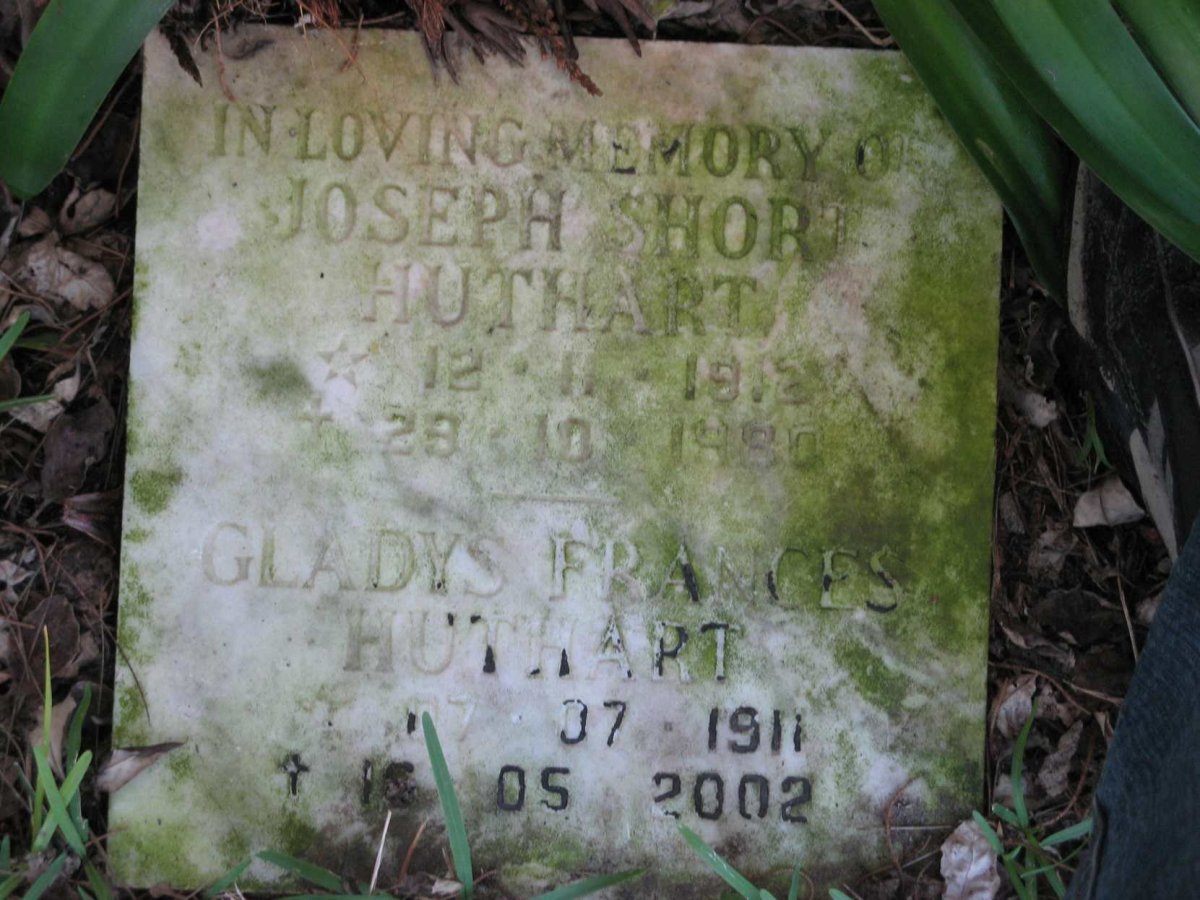 HUTHART Joseph Short 1912-1980 &amp; Gladys Frances 1911-2002