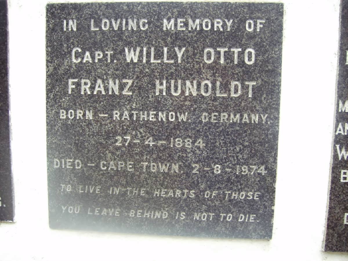 HUNOLDT Willy Otto Franz 1884-1974