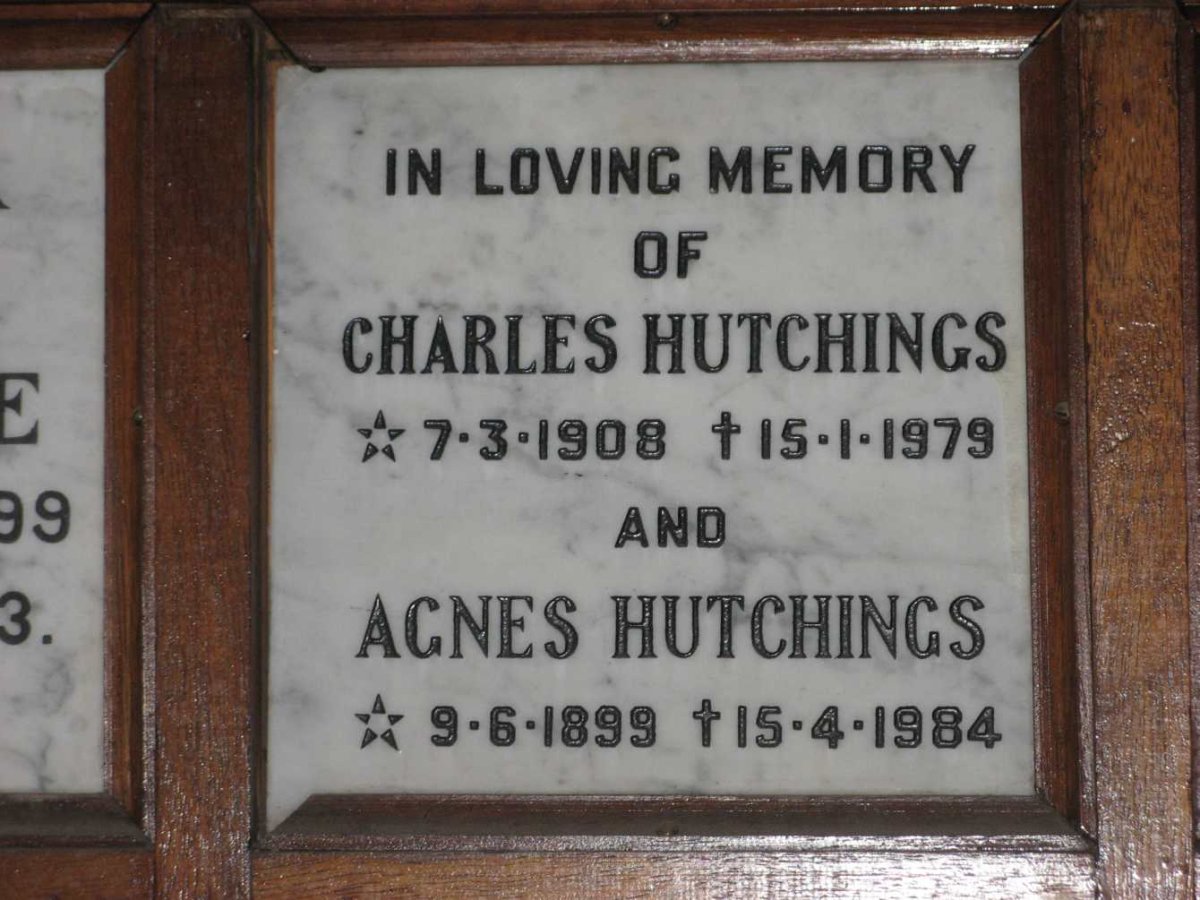 HUTCHINGS Charles 1908-1979 &amp; Agnes 1899-1984