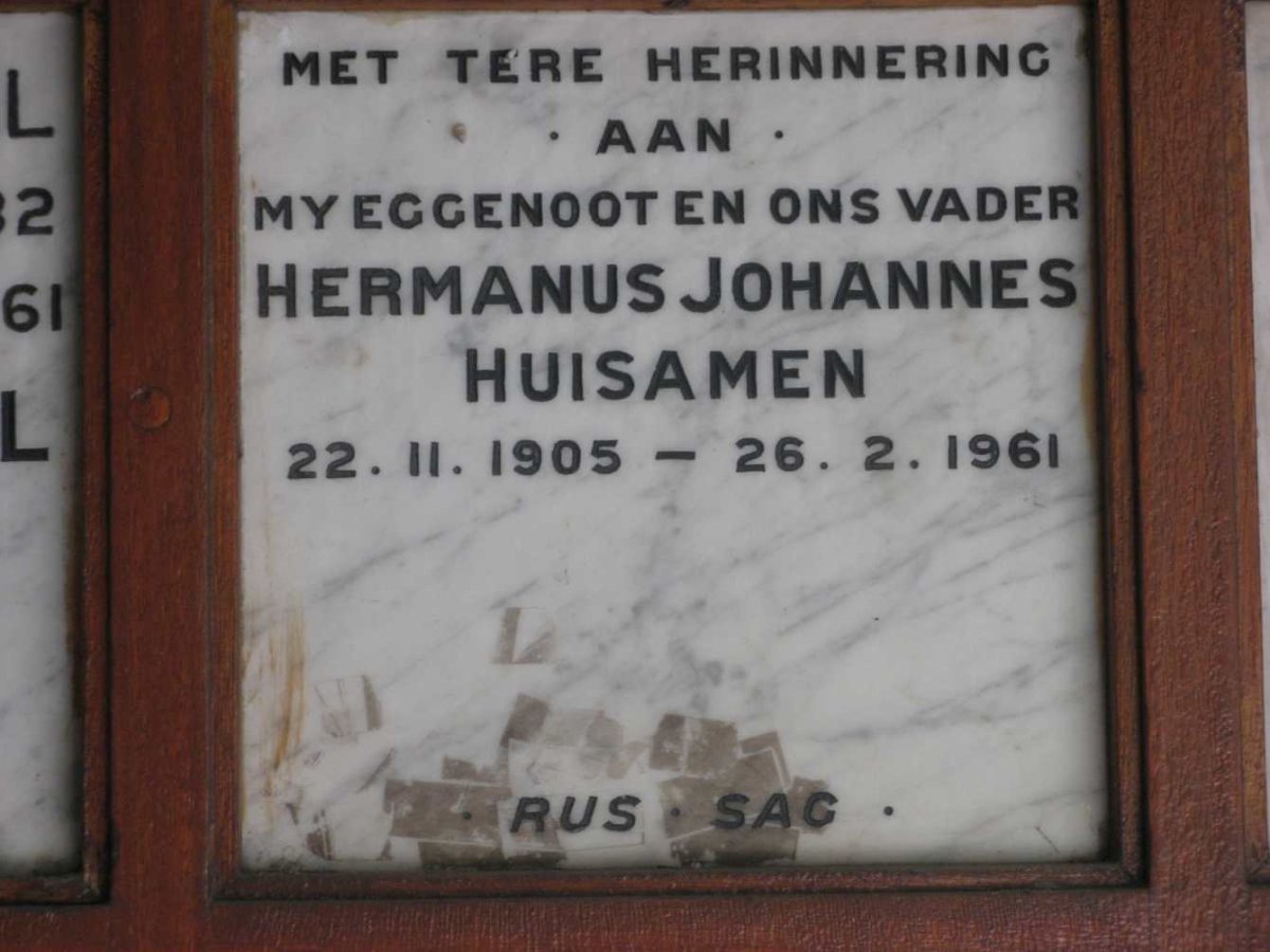 HUISAMEN Hermanus Johannes 1905-1961